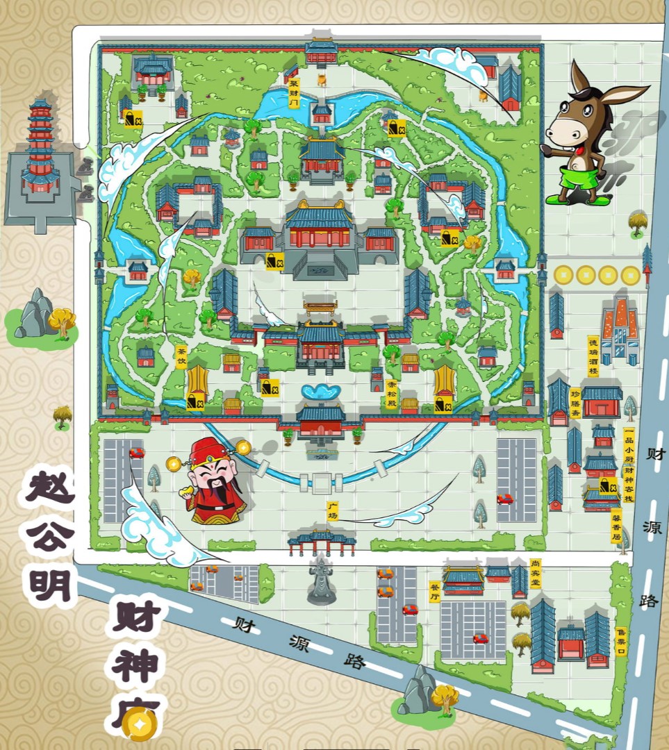 宜春寺庙类手绘地图